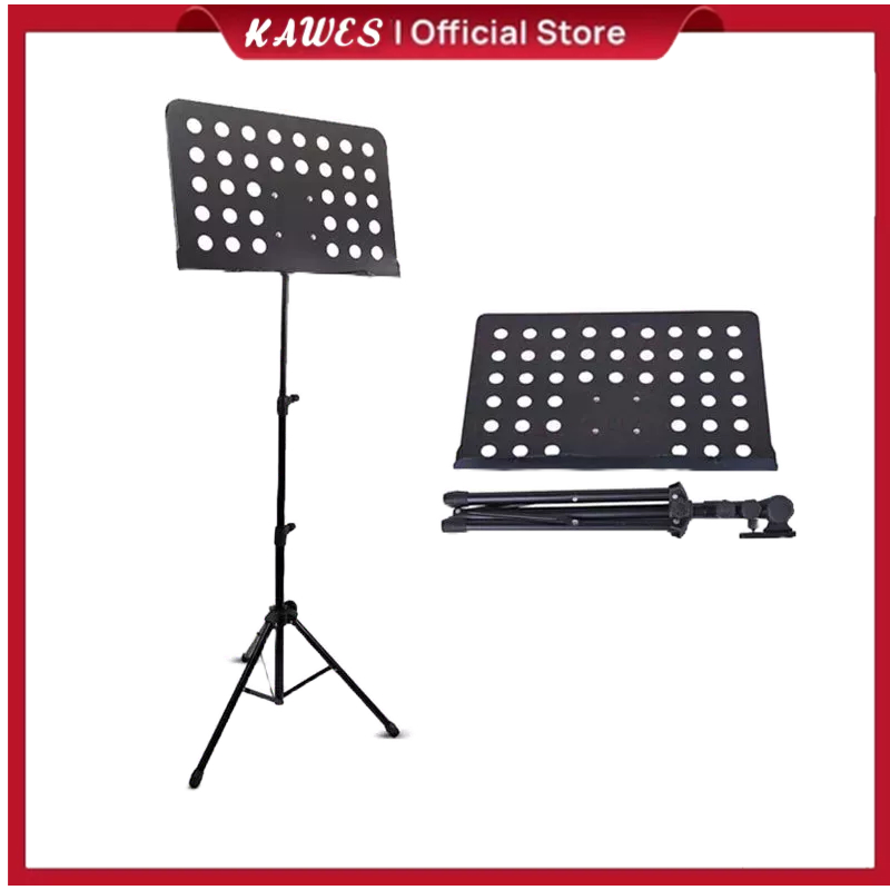 KAWES Music Stand MODEL STANDAR STAND BOOK PARTITUR MUSIK STANDING BOOK TIANG LIPAT BUKU SHEET MUSIK Stand Partitur Buku Music Stand Tiang Tempat Dudukan Buku Lirik Lagu