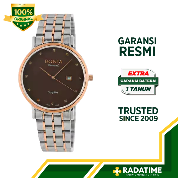 Jam Tangan Pria Bonia Diamond 100% Original Rose Gold- BNB10320-1647