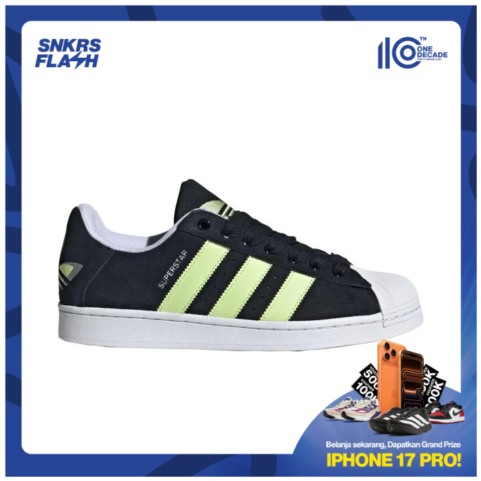 ADIDAS Superstar Black Lime Sepatu Sneakers Pria - IE9856 - Size 44.7