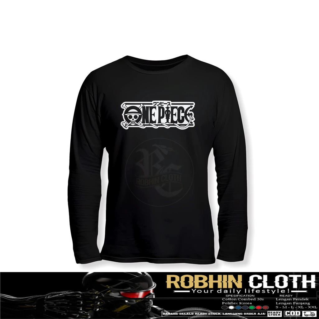 Kaos Baju One Piece Logo Lengan Panjang Baju Anime