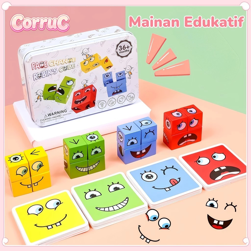 Mainan Edukasi Anak/Mainan Face Changing Cube/Mainan Montessori/Mainan Rubik/Mainan Susun Ekspresi M