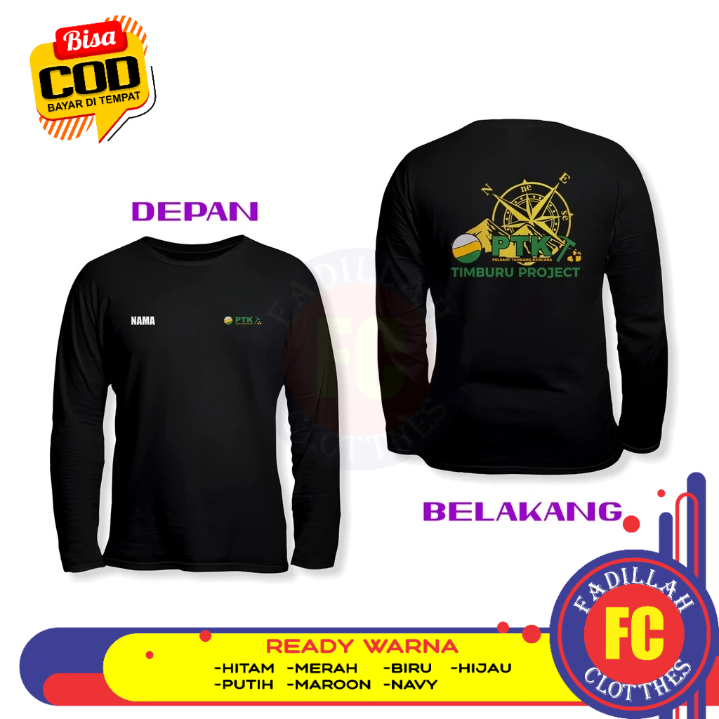 Baju Kaos PTK Logo Timburu Broject Gratis Nama DB Lengan Panjang Kaos Distro