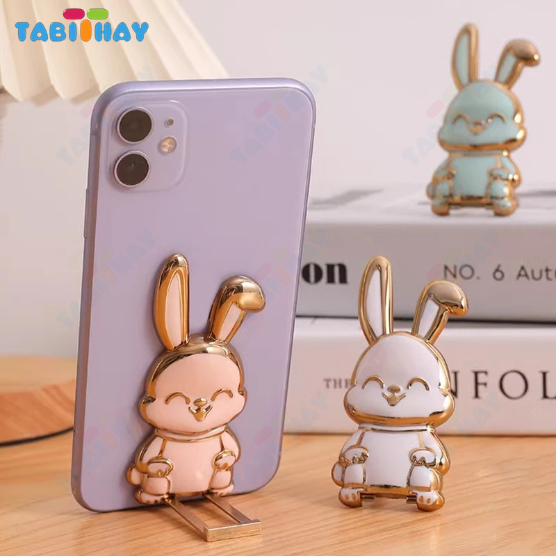 Bentuk Kelinci Lucu Phone Bracket Dudukan ponsel-gaya lucu-bentuk kelinci-lipat-dekorasi portabel-TY