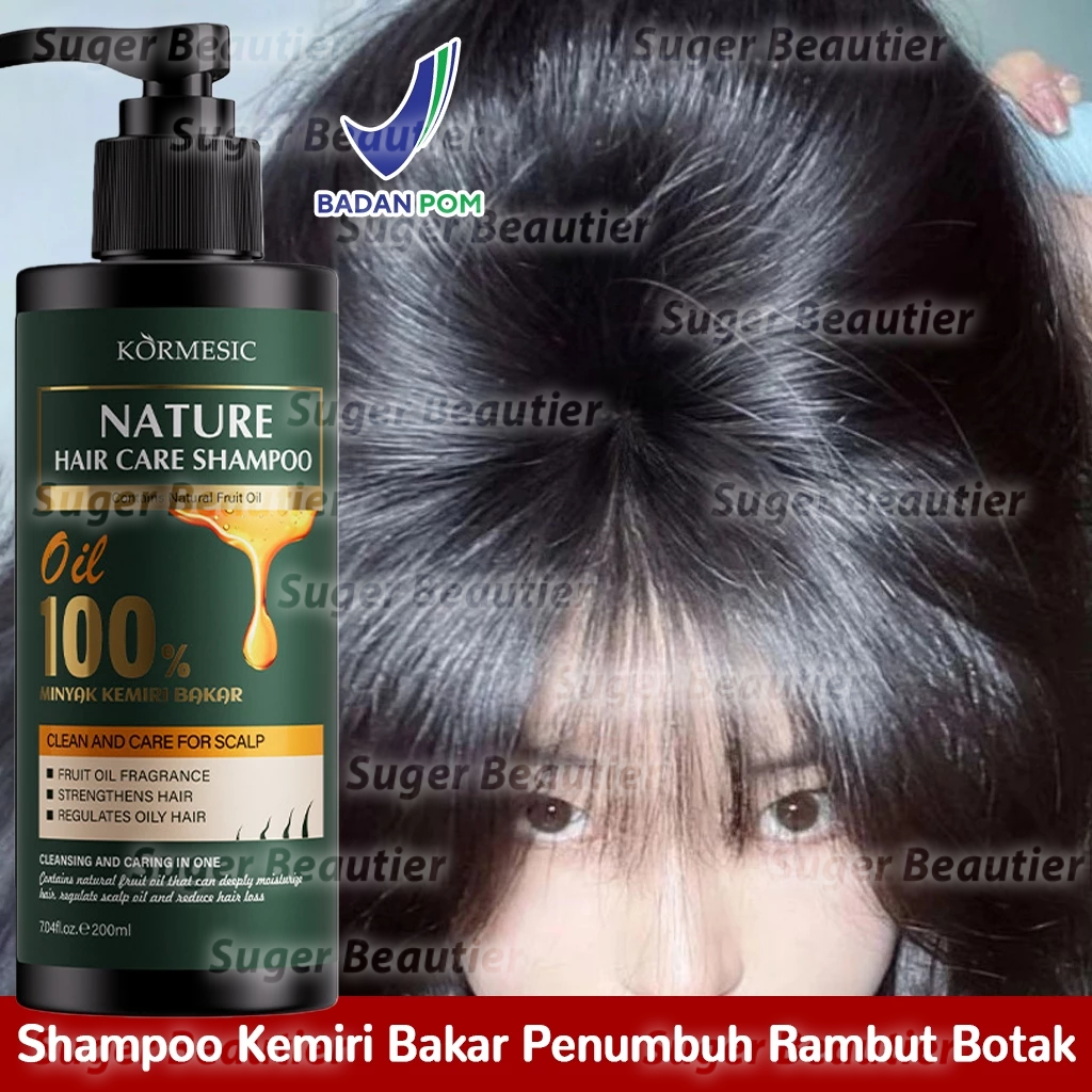 Shampoo Kemiri Bakar Penumbuh Rambut Botak BPOM 200ml Shampoo Anti Rambut Rontok Sampo Pemanjang Ram
