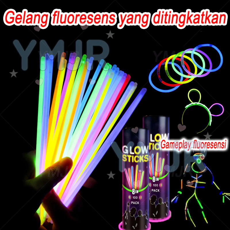 YMJR 100pcs box Glow Stick Warna Warni 100 stik cahaya grosir stik cahaya warna-warni untuk anak-ana