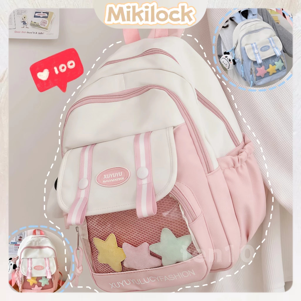 Mikilock Tas Sekolah Pink Tas Sekolah wanita lucu Anak Perempuan Kecil Mini tas sekolah sma korean s