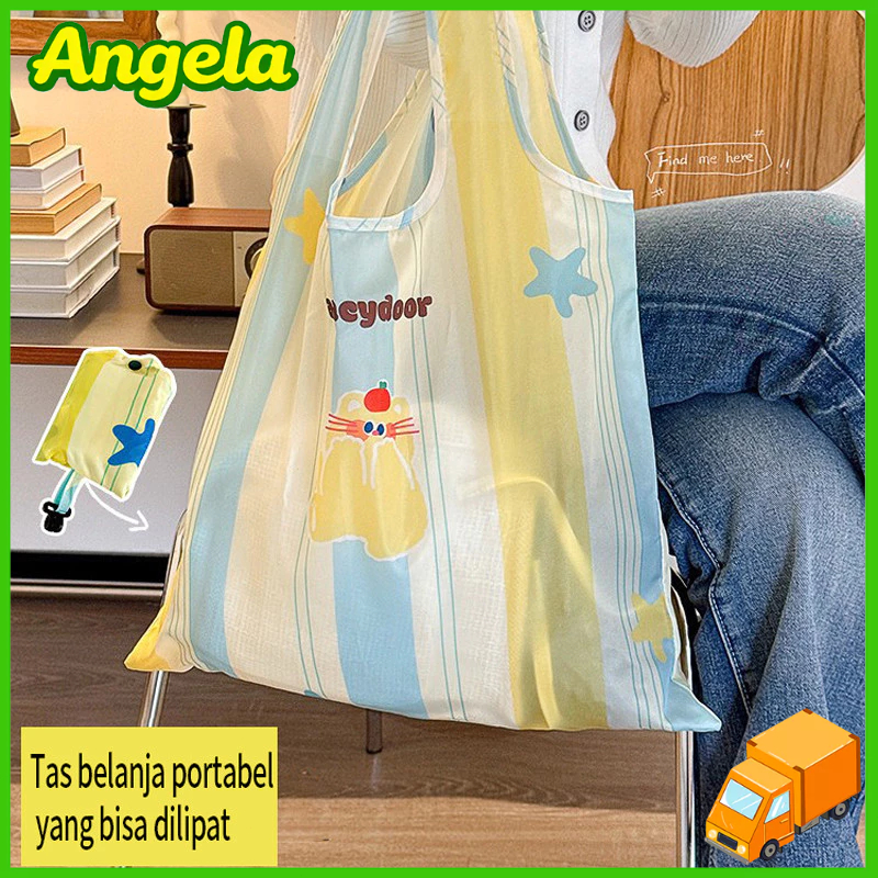 Tas Belanja Lipat Ramah Lingkungan Nylon foldable reusable shopping bag / TOTE BAG / Tas Lipat