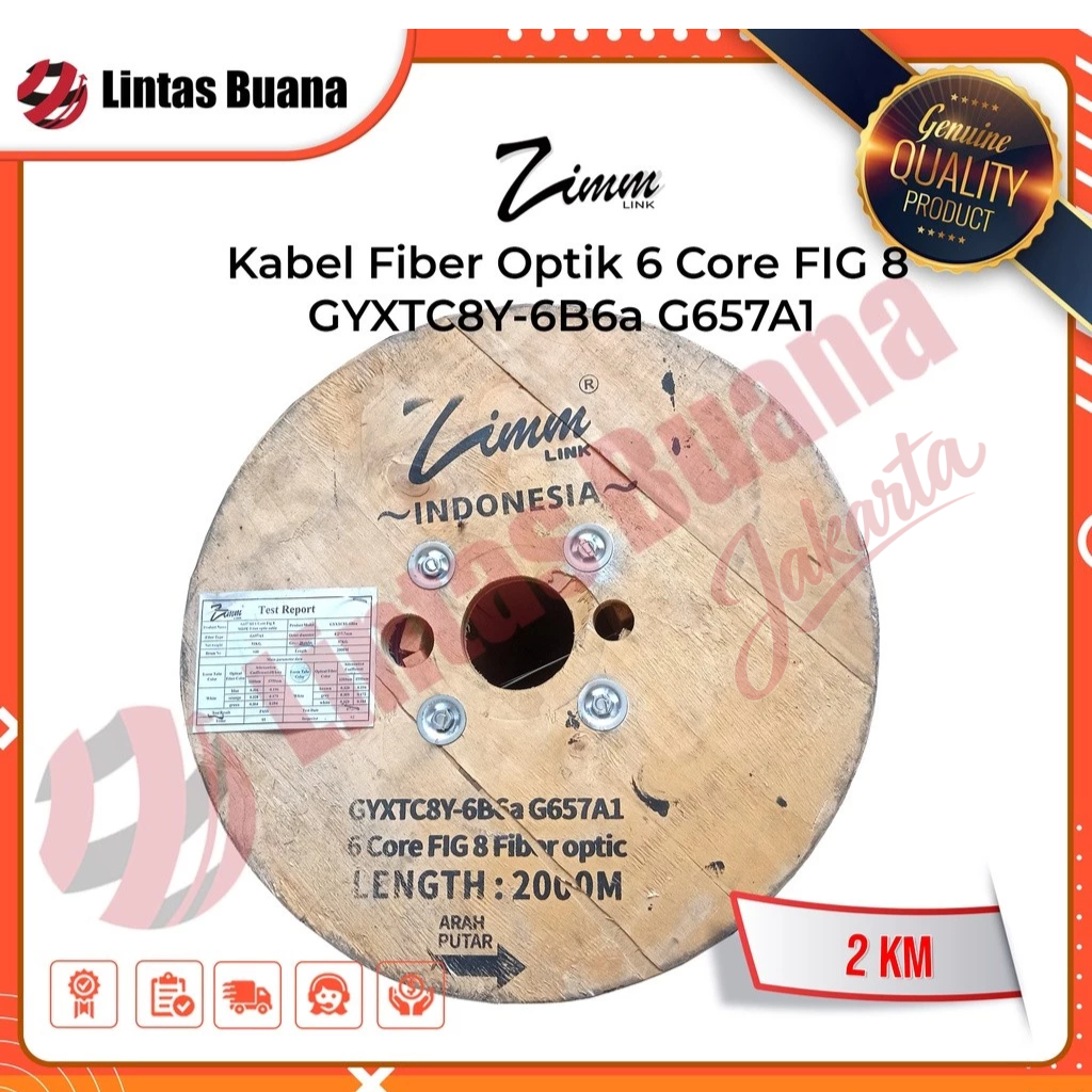 Kabel Fibr Optik-  6Core FIGURE 8 2000 Mtr Zimmlink