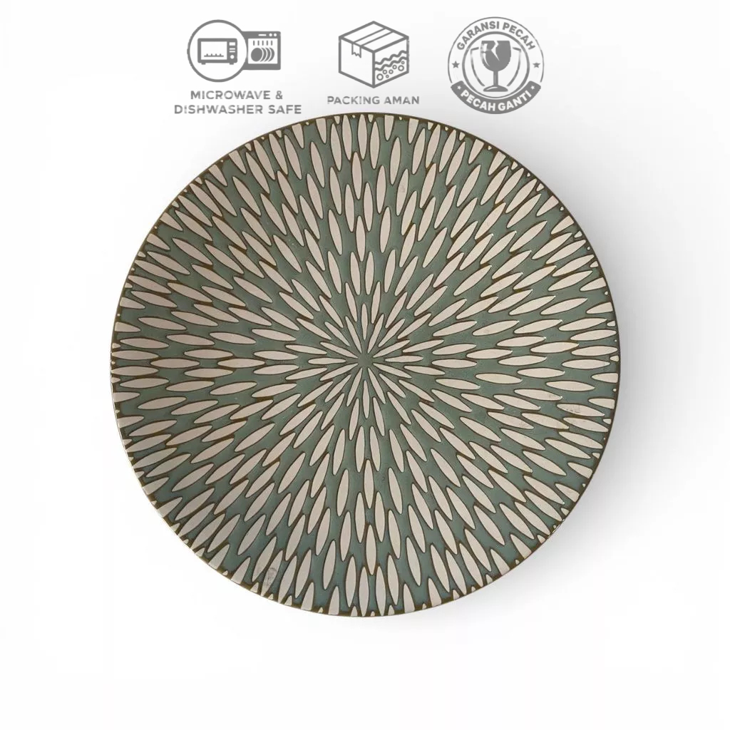 Green Lotus Salad Plate/Salad Plate Cantik/Plate Aesthetic/Plate Keramik Cantik/Plate HORECA
