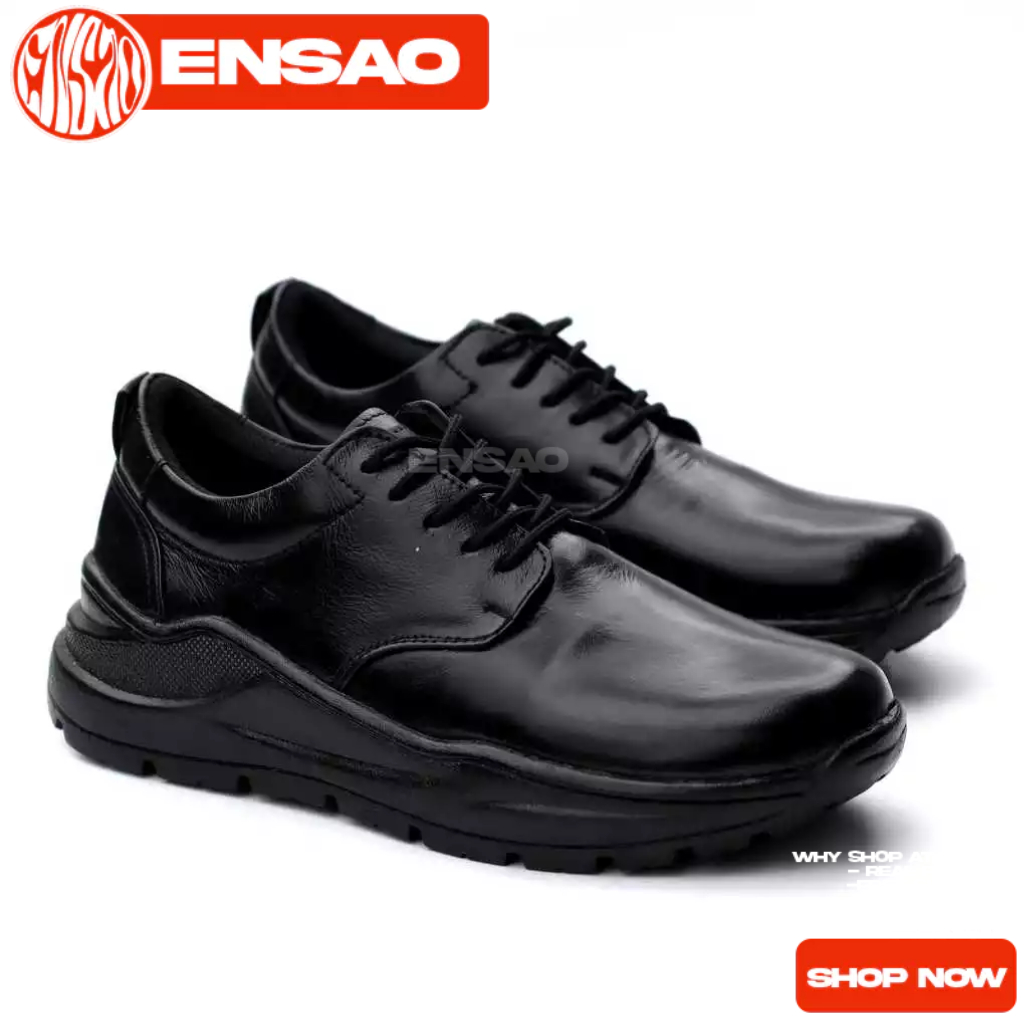 Sepatu Casual Pria Kulit Sintetis Hitam 39-44
