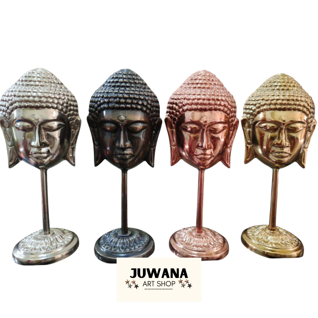 Topeng Buddha Bahan Alumunium | Hiasan Topeng Buddha | Dekorasi Patung Topeng Kepala Buddha