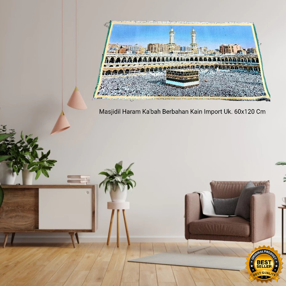 Kaligrafi Islami Hiasan Dinding Aesthetic Dekorasi Ayat Kursi Yasin Asmaul Husna Berbahan Kain60x120