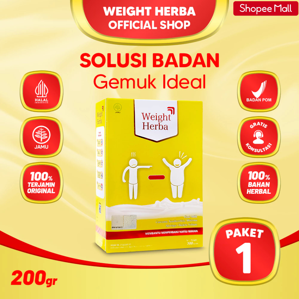 WEIGHT HERBA OFFICIAL Susu Etawa Herbal Gemuk Ideal 200gr