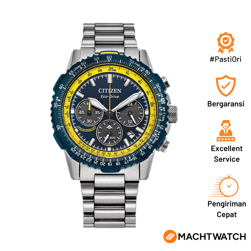 Jam Tangan Pria Citizen Promaster Sky Navihawk CA4667-53L Eco Drive Blue Angels Chronograph Stainles