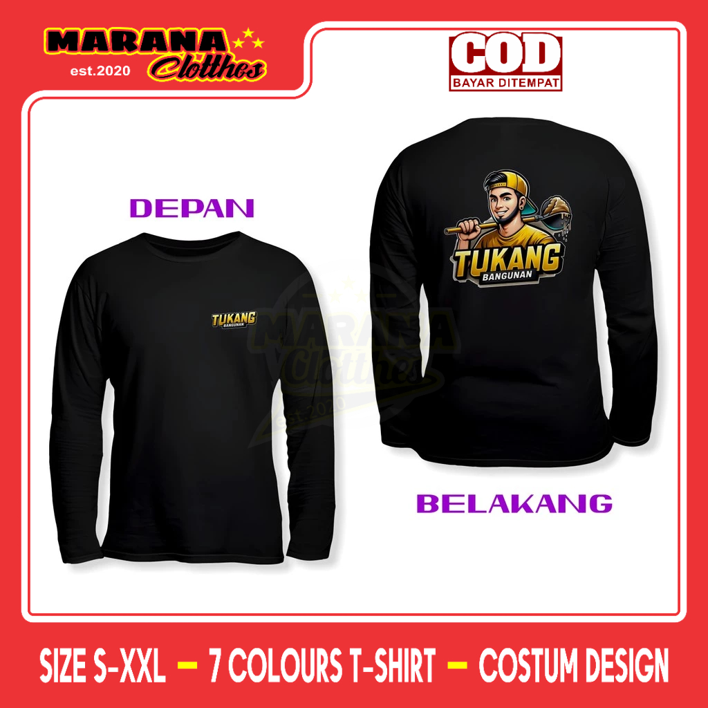 Kaos Tukang Bangunan Desain Keren Gratis Ganti Wajah Kamu DB Lengan Panjang Kaos Distro