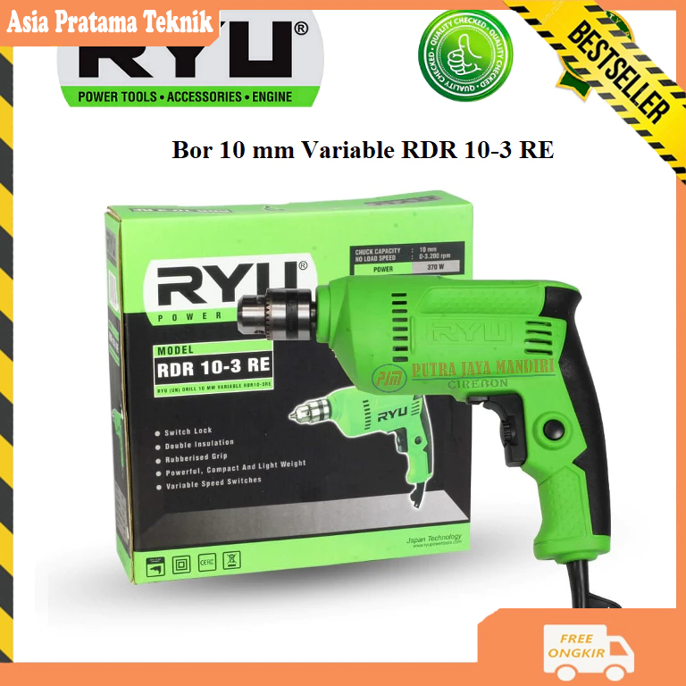 Mesin Bor RYU 10mm RDR 10-3RE Impact Drill RYU 10mm Original RYU TEKIRO