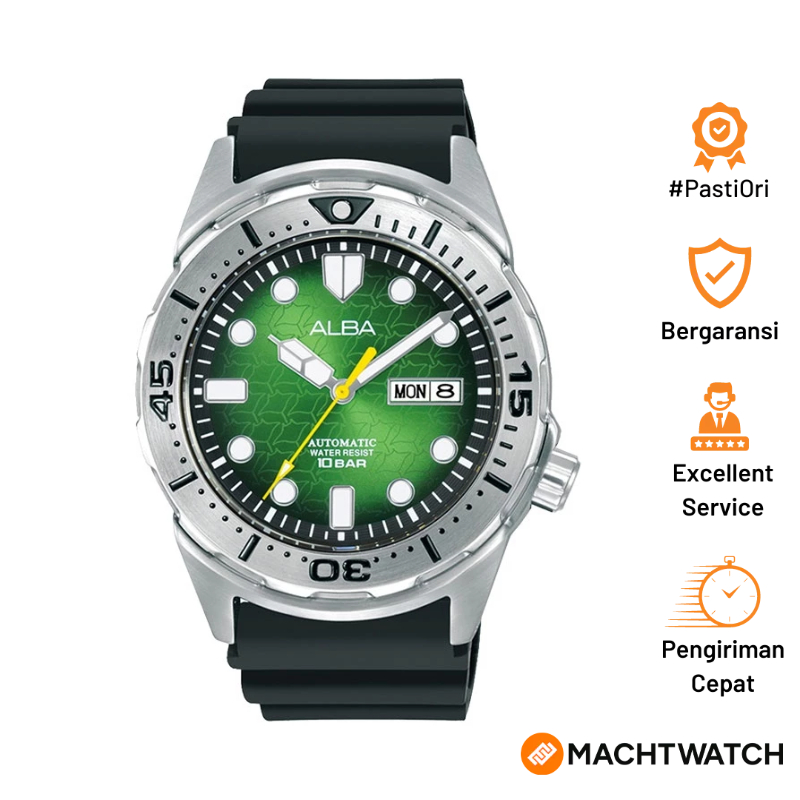 [PAYDAY SALE] Jam Tangan Pria Alba Mechanical AL4447X1 Automatic Men Green Black Gradation Patterned