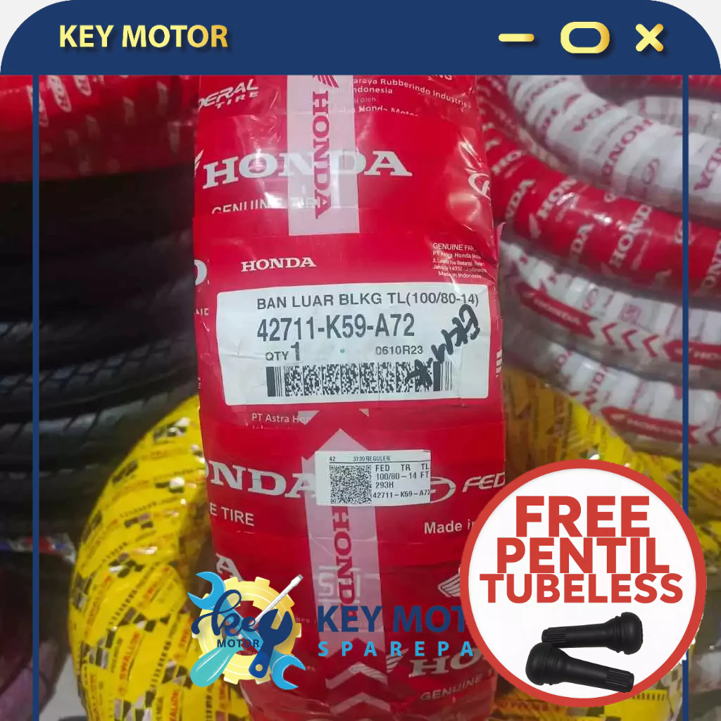 Ban Luar Belakang Motor Vario 125 / 150 HONDA 100/80-14 TUBELESS TUBLES 100% Asli dan Baru