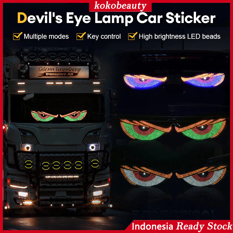 Lampu Devil Eye Merk Multi Mode Layar Tampilan LED Truk Depan Belakang Kaca Depan Mobil