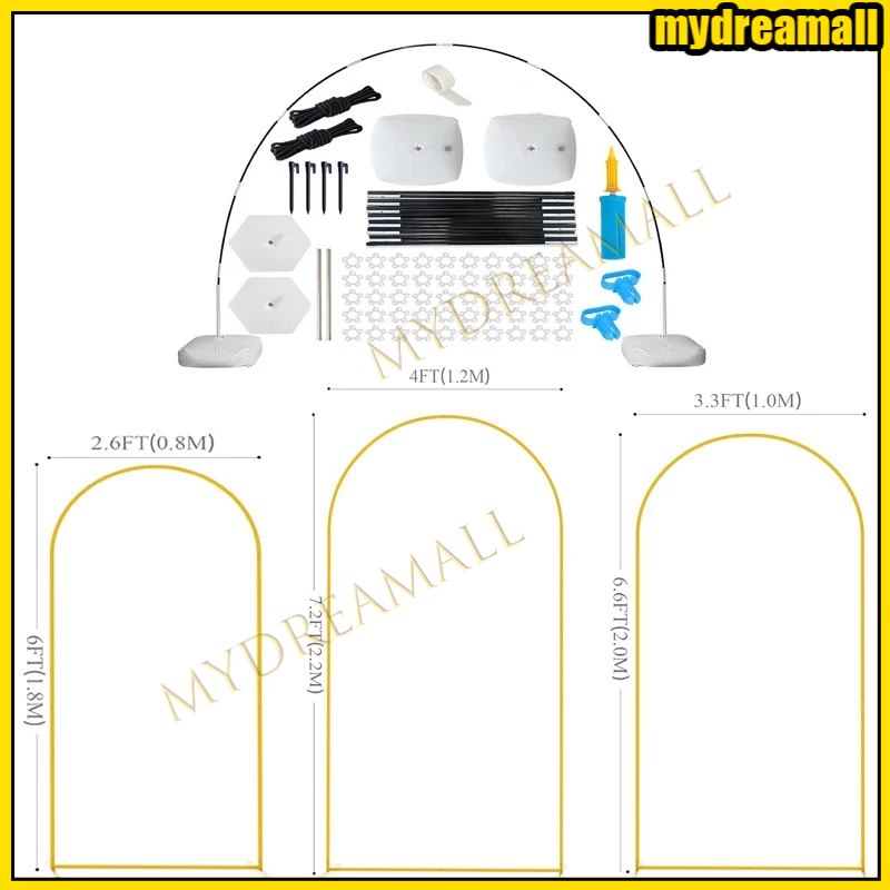[Ready stock]3m*2.7m Lengkungan balon Braket pemasangan lantai /1.8-2.2m Standing Oval Dekorasi Besi