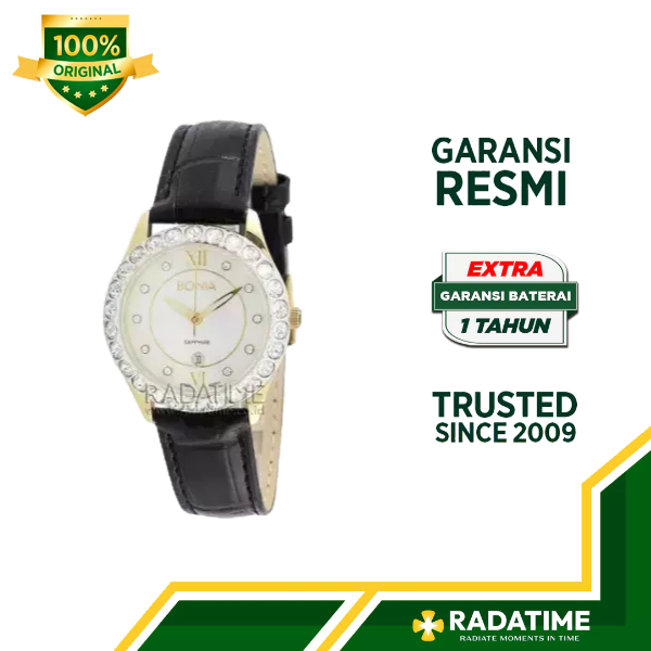 Jam Tangan Wanita Bonia Sapphire 100% Original Gold B10011-2259S