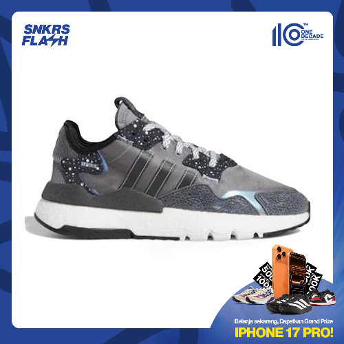 ADIDAS Womens Nite Jogger Reflective Grey Black Sepatu Sneakers Wanita - FW1575