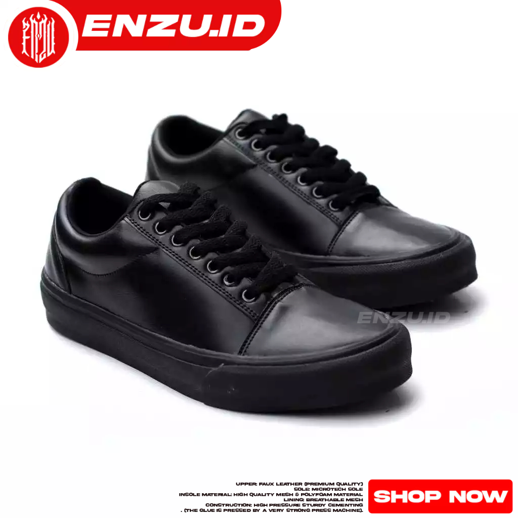 Sepatu Kasual Pria Sneakers Full Hitam Big Size