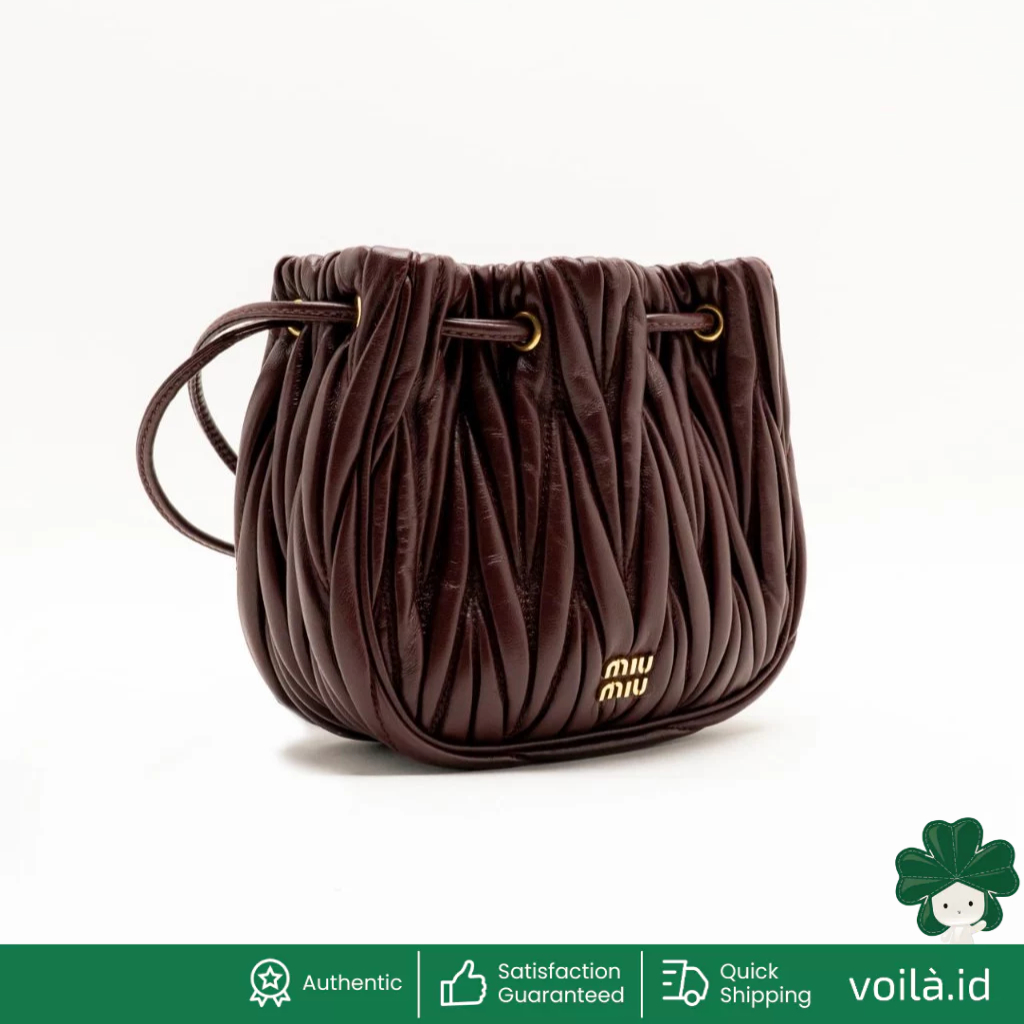 Matelassé Nappa Leather Pouch Burgundy