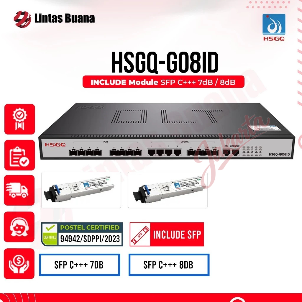 Olt GPON HSGQ-G008ID 8 Port GPON Olt 10G Uplink Free Sfp Gpon Module C+++
