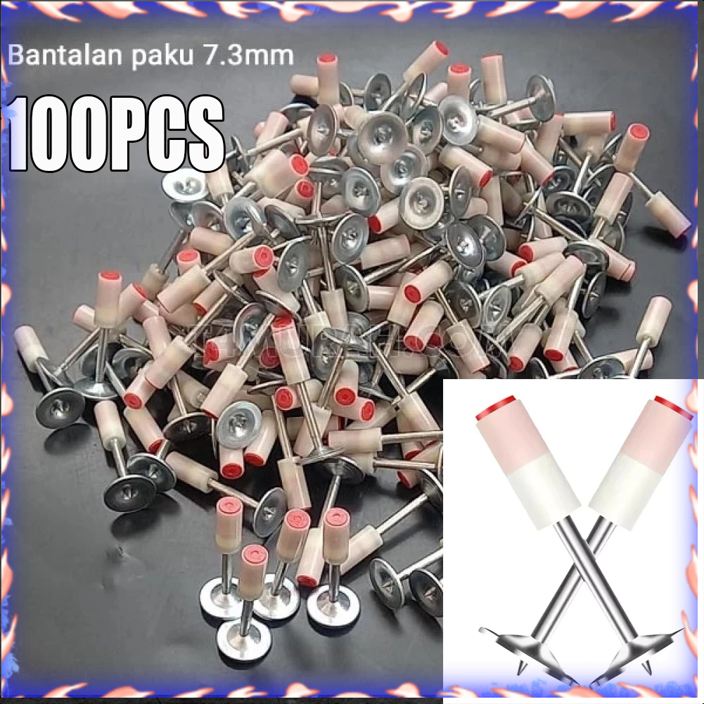 100PCS Paku Beton Mini Ramset /Top Paku Beton Besi Kayu Ramset Paku Kecil 7.3mm Ring Paku/ Paku Beto