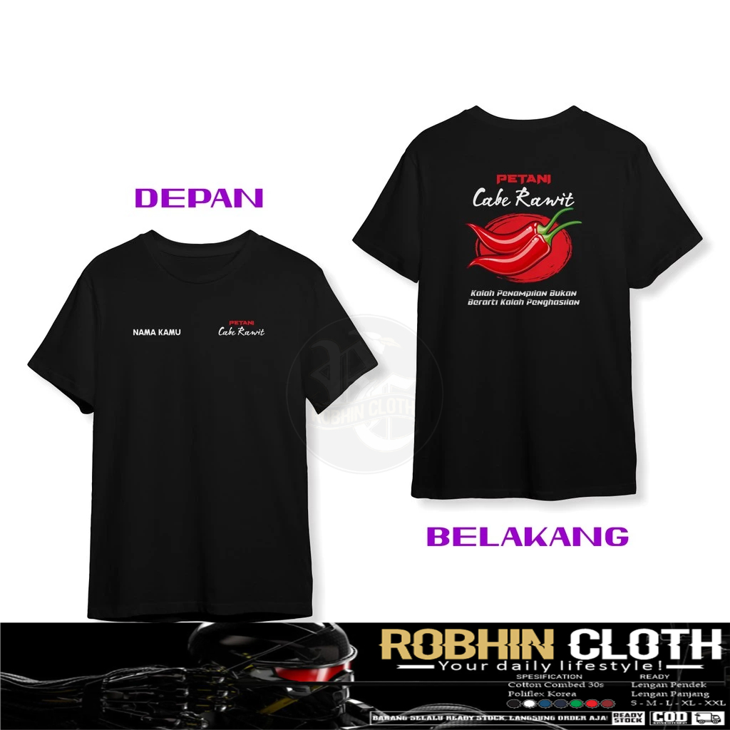 Kaos Baju Petani Cabe Rawit Gratis Nama Kamu DB Kaos Distro