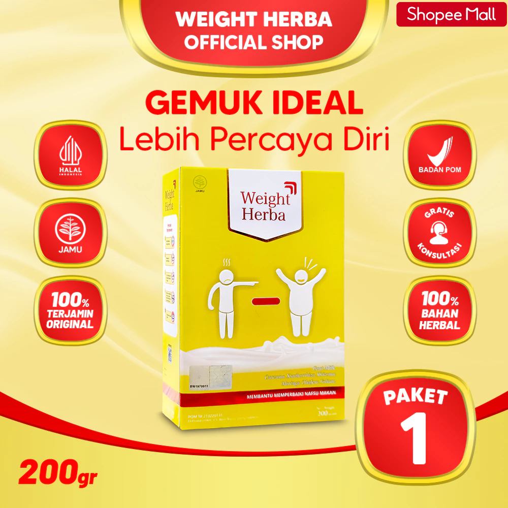 WEIGHT HERBA OFFICIAL Susu Etawa Gemuk Ideal Alami Bahan Herbal 200gr