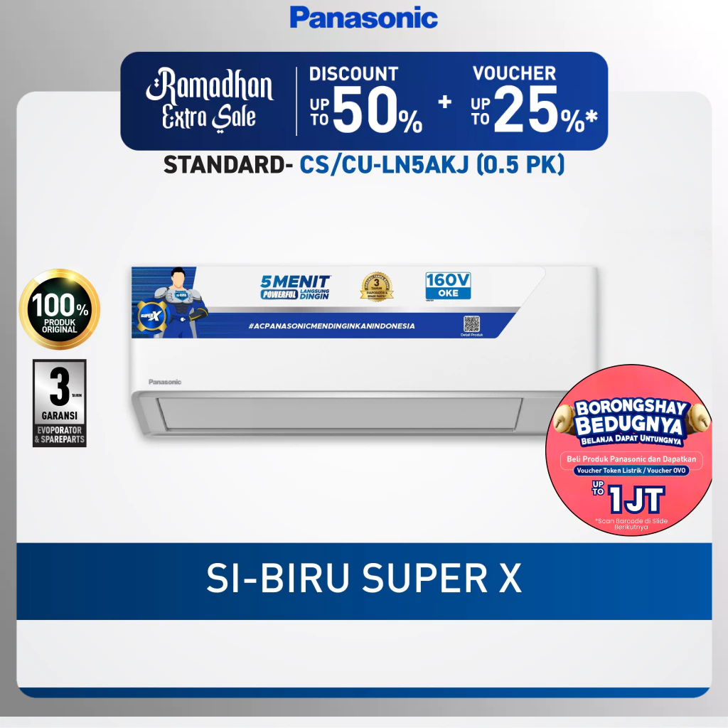 Panasonic CS|CU-LN5AKJ AC Split Standard Si Biru