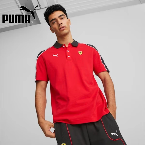 Puma Kaos Polo Kasual Pria Ferrari Race Polo Rosso Corsa 538169 02