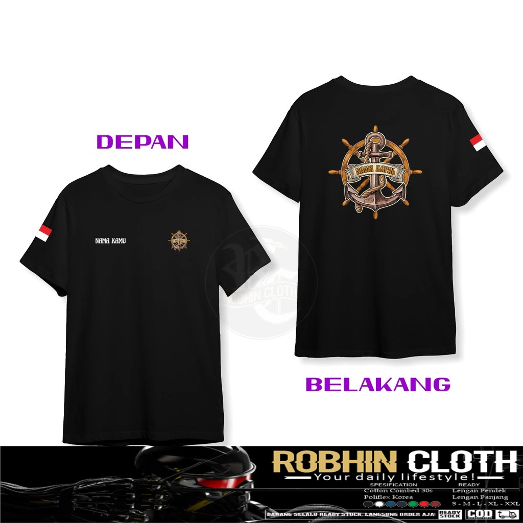 Kaos Baju Jangkar Pelaut Kemudi Kapal Gratis Nama DB Kaos Distro