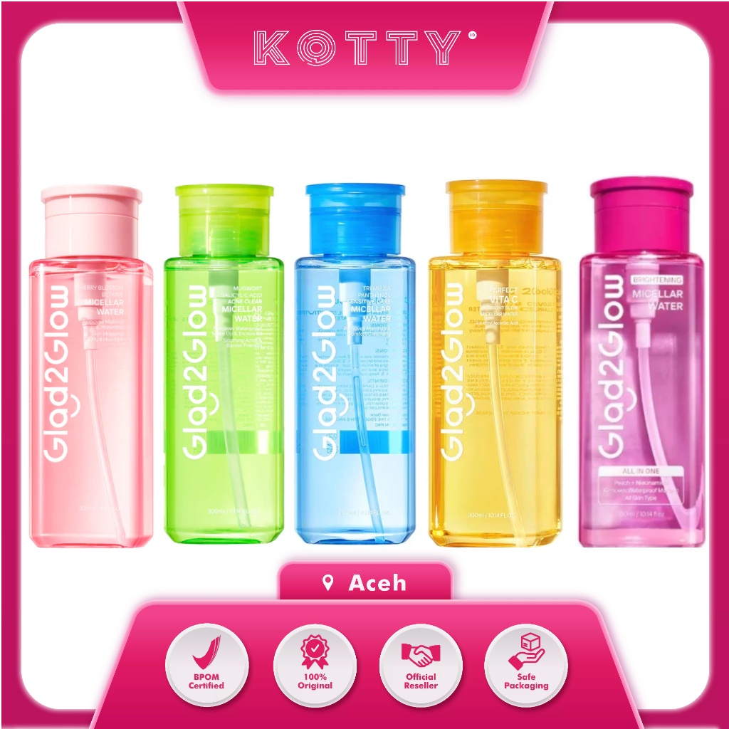 Kotty Kosmetik - GLAD2GLOW Micellar Water Series/ Cherry Blossom/ Mugworth Acne/ Yuja VitC Glow/ Tre
