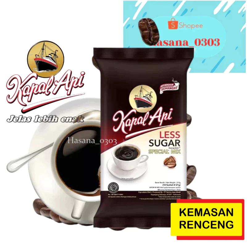 kopi kapal api less sugar 10saset