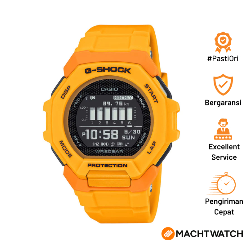 Jam Tangan Pria Casio G-Shock GBD-300-9DR GBD-300 GBD300 G-Squad Digital Dial Yellow Resin Band