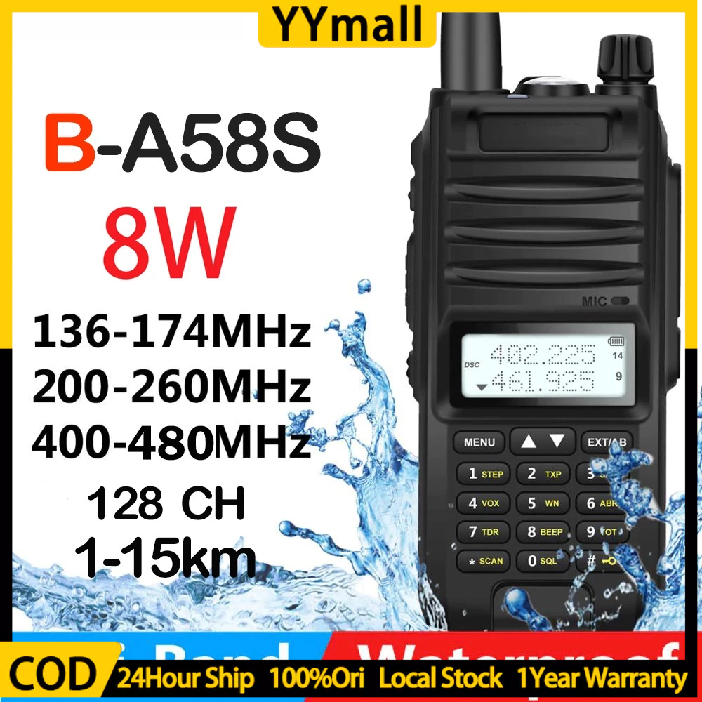 100%Ori HT A58S 2800mAh 5Watt A58S Walkie Talkie Dual Band UHF/VHF Handy Talky Jarak Jauh 15KM Water