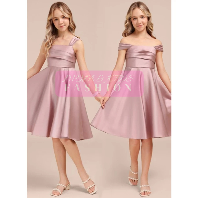 MK039 - GAUN MINI SATIN VELVET - GAUN NATAL MEWAH DAN ELEGAN -  GAUN ANAK PEREMPUAN KEKINIAN