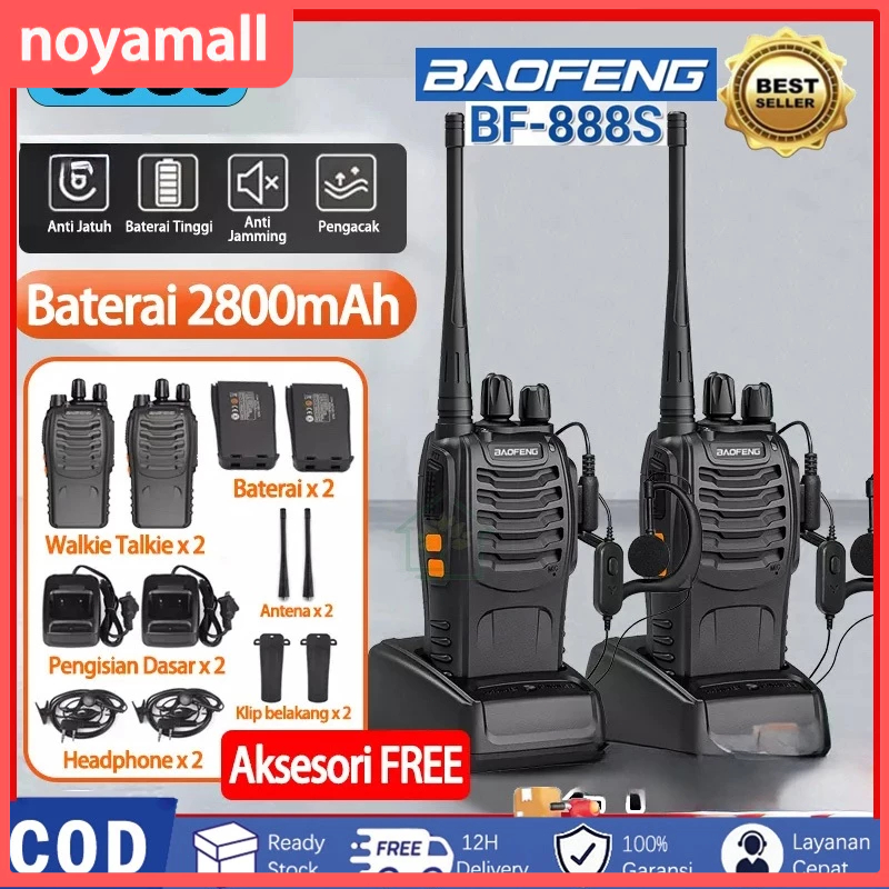 [100%Ori ] 4Pcs Ht 888S Ht Baofeng 888S Walkie Talkie Jarak Jauh 10Km(Max) 2800Mah Wlan Uhf Ht