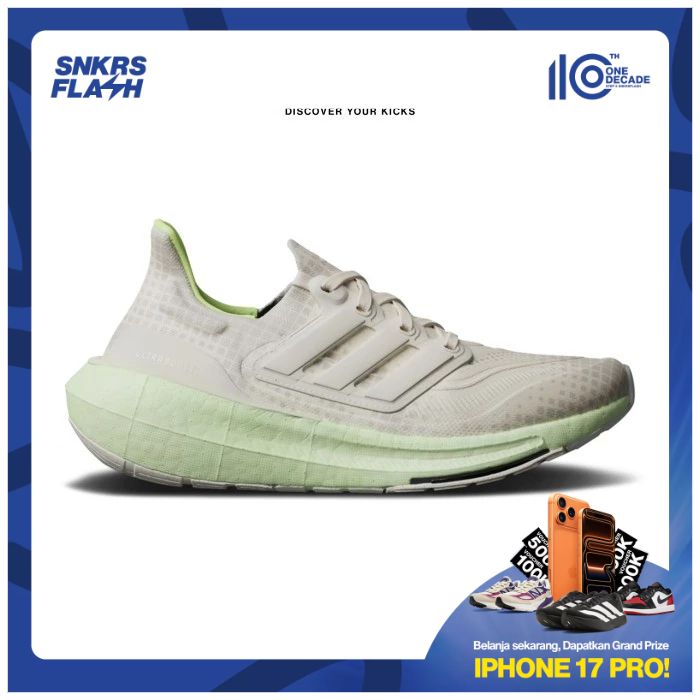 ADIDAS Ultraboost Light Chalk White Dash Green Sepatu Lari Wanita - IG7964 - Size 38