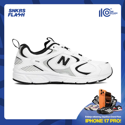NEW BALANCE 408 White Black Sepatu Sneakers Unisex - ML408I - Size 44