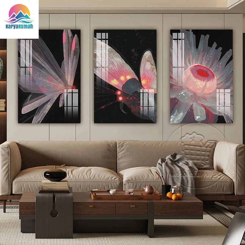 Abstrak Lukisan Dinding Ruang Tamu Mewah, Lukisan Dinding Ruang Makan Premium, Lukisan Dinding Ruang