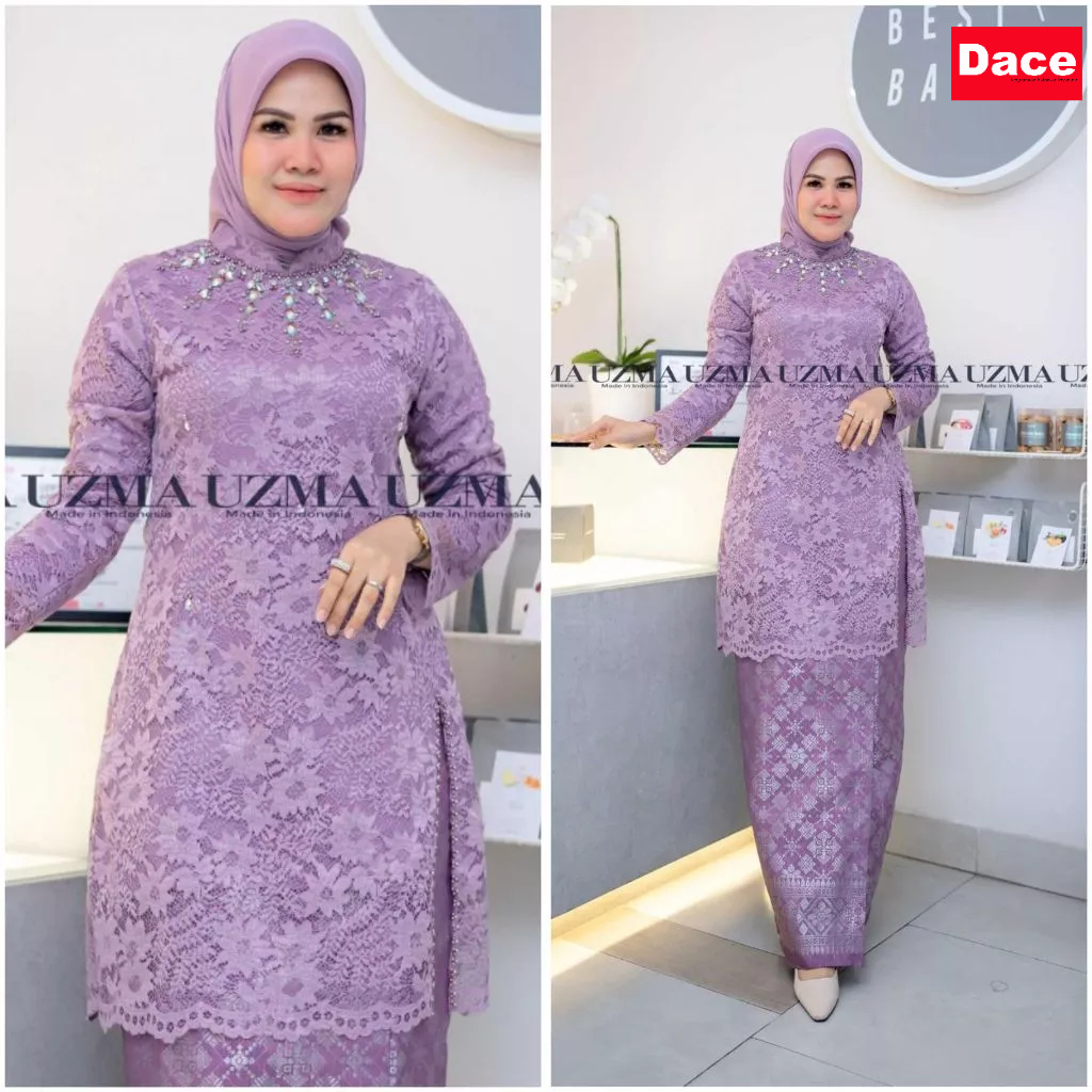 DACE Kebaya Payet Modern Brokat Jumbo Wanita Set Rok Songket
