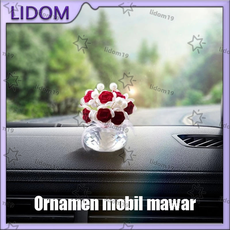 Ornamen Interior Mobil Mawar Pajangan Aksesoris Dashboard Kristal Dekorasi Aksesoris Mobil Lucu Dan 