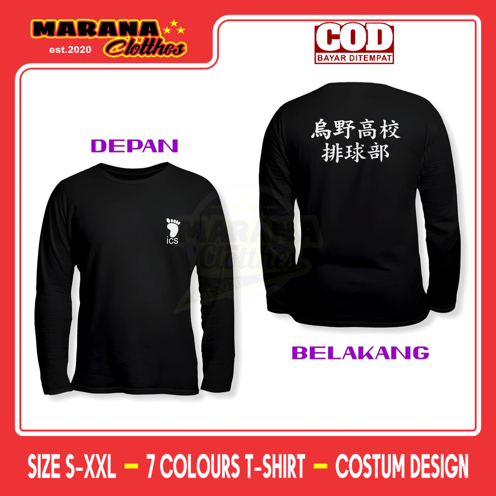 Kaos Olahraga Karasuno Haikyuu DB Lengan Panjang Baju Anime