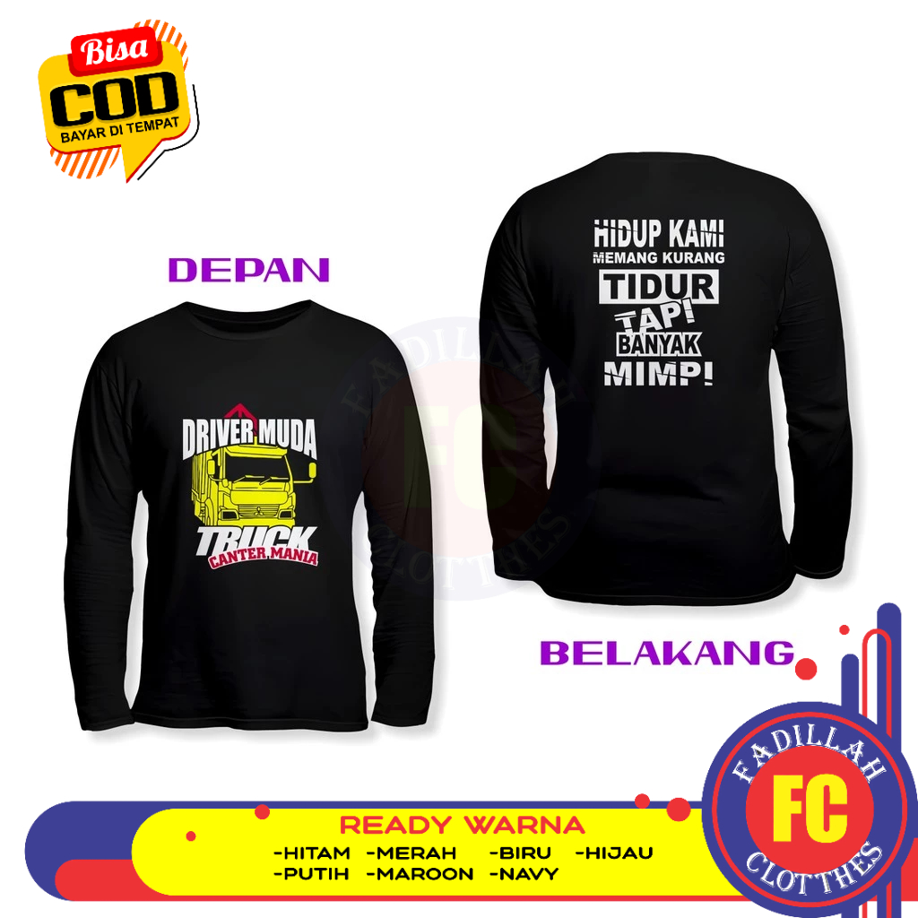 Baju Kaos Driver Muda Truck Canter Mania DB Lengan Panjang Baju Otomotif