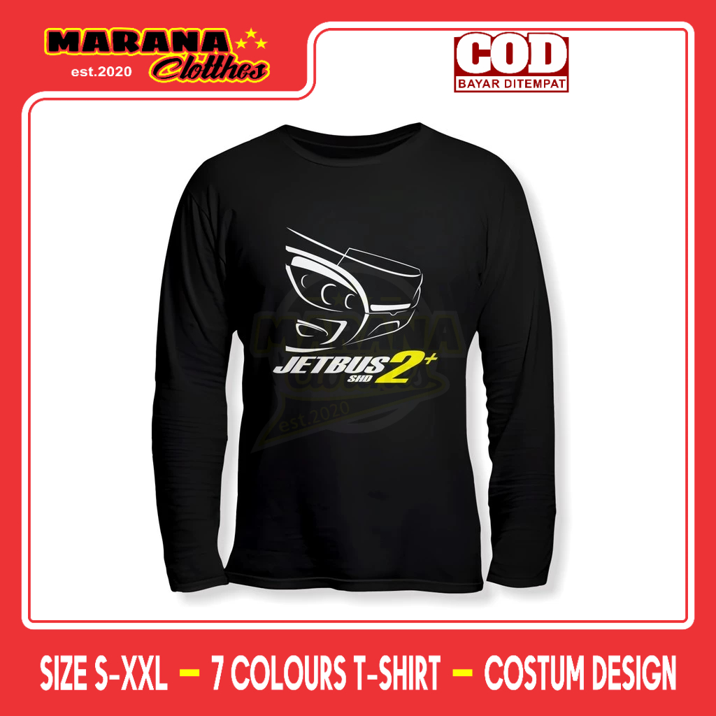 Kaos Jetbus SHD 2 Plus Siluet Lengan Panjang Baju Otomotif