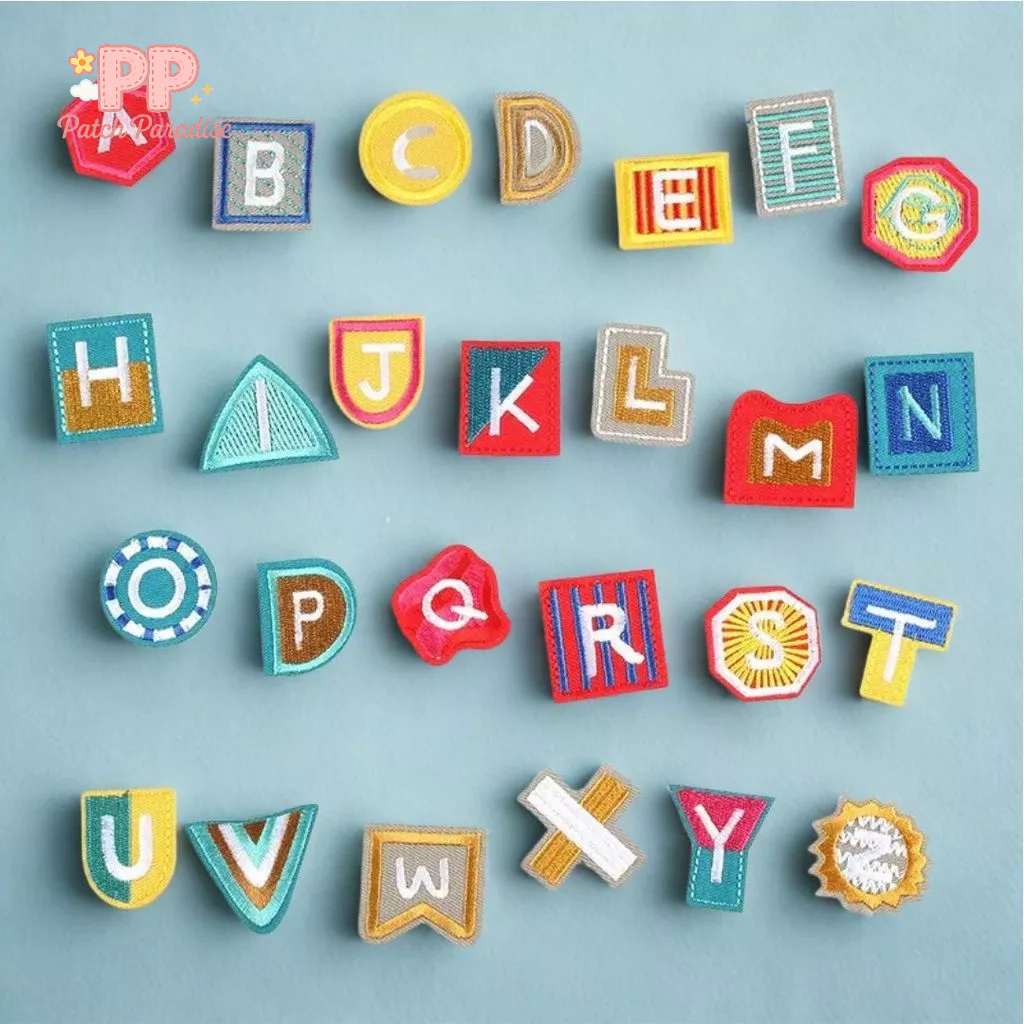 Huruf Motif iron Patch Webbing DIY tempel Webbing keychain